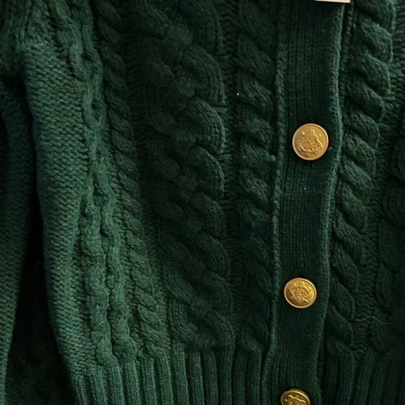 J. Crew Dark Green Cable Knit Cardigan - Picture 3 of 5